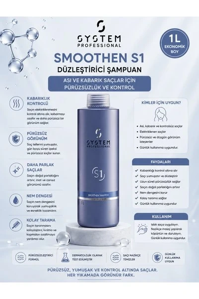 Wella System Professional Smoothen 1000 ml | Kabarma Karşıtı Düzleştirici Şampuan