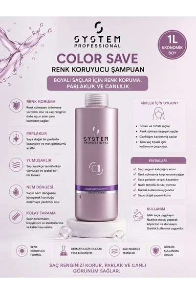 Wella System Professional Color Save Renklerin Solmasını Engelleyici ve Koruyucu Şampaun 1000ml